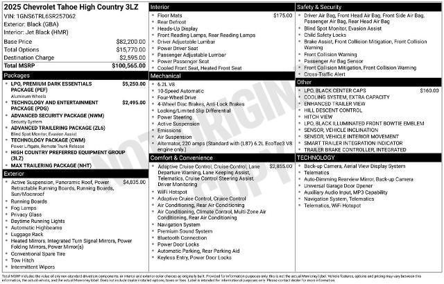 2025 Chevrolet Tahoe High Country